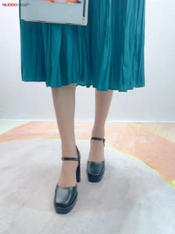 Thumbnail Giày Sandal Cao Gót Nữ Đế Vuông Bít Mũi Cao 9 Phân Da Thật, Guốc Hoa Hậu Nữ Đế Đúp Mũi Vuông 9cm NUDDO N908 4