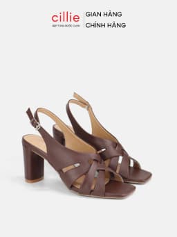 Thumbnail Giày sandal cao gót quai đan khóa cài tiện lợi đế vuông trụ cao 8cm đi làm công sở Cillie 1137 1