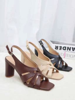 Thumbnail Giày sandal cao gót quai đan khóa cài tiện lợi đế vuông trụ cao 8cm đi làm công sở Cillie 1137 2