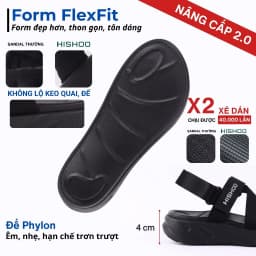 Thumbnail Giày Sandal Dù Sport Nhẹ Êm Đi Học Đi Làm Đi Chơi Đế Cao 4 Cm Xé dán quai chéo quai dù nam, nữ HISHOO F001 2