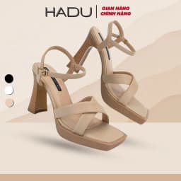 Thumbnail Giày Sandal Gót Vuông 9P Đế Đúp Quai Chéo HADU M962 Da PU Vân Cát Đế TPR Chống Trơn Bảo Hành 12T 1