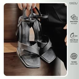 Thumbnail Giày Sandal Gót Vuông 9P Đế Đúp Quai Chéo HADU M962 Da PU Vân Cát Đế TPR Chống Trơn Bảo Hành 12T 2