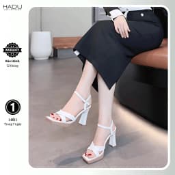 Thumbnail Giày Sandal Gót Vuông 9P Đế Đúp Quai Chéo HADU M962 Da PU Vân Cát Đế TPR Chống Trơn Bảo Hành 12T 3