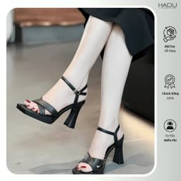 Thumbnail Giày Sandal Gót Vuông 9P Đế Đúp Quai Chéo HADU M962 Da PU Vân Cát Đế TPR Chống Trơn Bảo Hành 12T 4