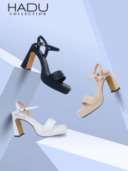 Thumbnail Giày Sandal Gót Vuông 9P Sườn Kép Quai Ngang ARES HADU M956 Đúp Trước 3P - BH 12 Tháng 2