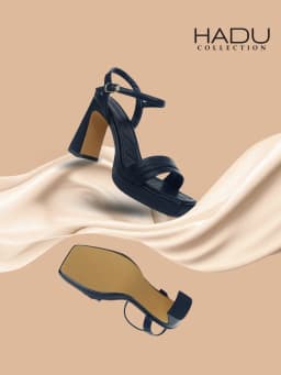 Thumbnail Giày Sandal Gót Vuông 9P Sườn Kép Quai Ngang ARES HADU M956 Đúp Trước 3P - BH 12 Tháng 4