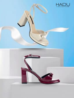 Thumbnail Giày Sandal Gót Vuông ERICA 9P Quai Ngang Đính Nơ HADU M7145 Da PU Cao Cấp Đế Chống Trượt BH 12T 2