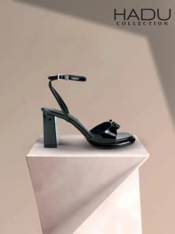 Thumbnail Giày Sandal Gót Vuông ERICA 9P Quai Ngang Đính Nơ HADU M7145 Da PU Cao Cấp Đế Chống Trượt BH 12T 4