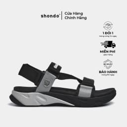 Thumbnail Giày Sandal Nam Nữ F8M Êm Chân, Bền Màu Đen Xám Shondo F8M0110 1