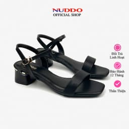 Thumbnail Giày sandal nữ cao gót 3 phân gót vuông quai ngang, dép nữ đế thấp da mềm thời trang NUDDO _ N320 1