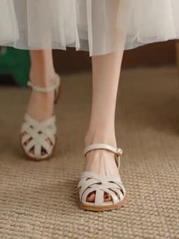 Thumbnail Giày Sandal Nữ Cillie Mũi Rọ Đan Dây Độc Đáo Gót Vuông 5p 1067 2