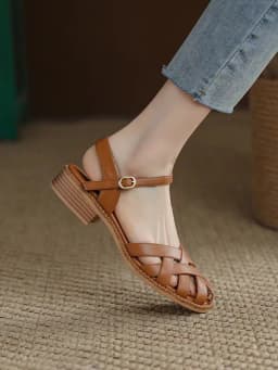 Thumbnail Giày Sandal Nữ Cillie Mũi Rọ Đan Dây Độc Đáo Gót Vuông 5p 1067 3