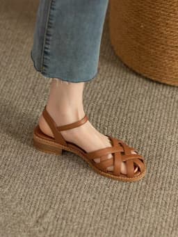 Thumbnail Giày Sandal Nữ Cillie Mũi Rọ Đan Dây Độc Đáo Gót Vuông 5p 1067 4