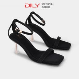 Thumbnail Giày sandal nữ DILY quai mảnh tôn chân, sandal cao gót gót trong suốt ánh vàng cao 7cm DL0526 2