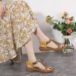 Thumbnail Giày Sandal Nữ, Xăng Đan Đế Bằng Quai Hậu Dây Quai Phối Hoa Đế Cao 3Cm Phù Hợp Đi Học Đi Làm Đi Chơi 2