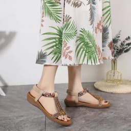 Thumbnail Giày Sandal Nữ, Xăng Đan Đế Bằng Quai Hậu Dây Quai Phối Hoa Đế Cao 3Cm Phù Hợp Đi Học Đi Làm Đi Chơi 4