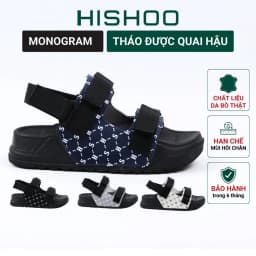 Thumbnail Giày Sandal quai ngang XANH DƯƠNG Monogram cao cấp nam, nữ  HISHOO siêu nhẹ thời trang size 34-41 S131 1
