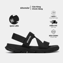 Thumbnail Giày sandal Shondo Nam Nữ Quai Liền Đen Full F6S1111 1
