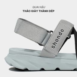 Thumbnail Giày Sandals Nam Nữ Shondo F6 Đế Xám Phối Quai Đen F6S2011 2