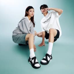 Thumbnail Giày Sandals Nam Nữ Unisex Shondo F7 Racing Đế Đen Phối Trắng Quai Đen F7R1010 3