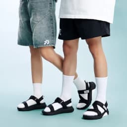 Thumbnail Giày Sandals Nam Nữ Unisex Shondo F7 Racing Đế Đen Phối Trắng Quai Đen F7R1010 4