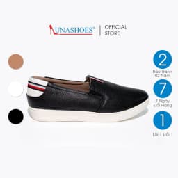 Thumbnail Giày slip on nữ đế bệt LUNASHOES 41402 da bò thật mũi tròn phù hợp nhiều mục đích có ảnh lên chân 1