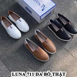 Thumbnail Giày slip on nữ đế bệt LUNASHOES 41402 da bò thật mũi tròn phù hợp nhiều mục đích có ảnh lên chân 2