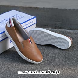 Thumbnail Giày slip on nữ đế bệt LUNASHOES 41402 da bò thật mũi tròn phù hợp nhiều mục đích có ảnh lên chân 3