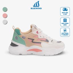 Thumbnail Giày Sneaker Nữ BLUEWIND Độn Đế Da PU Phối Lưới Thoáng Khí 68750 1