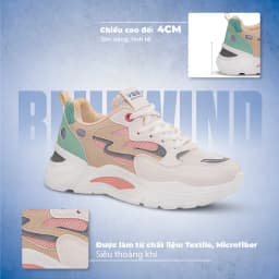 Thumbnail Giày Sneaker Nữ BLUEWIND Độn Đế Da PU Phối Lưới Thoáng Khí 68750 3