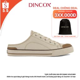 Thumbnail Giày Sục Đạp Gót Mules Vải Sneaker Unisex, Giày Sục Thể Thao Tăng Chiều Cao 4cm DINCOX E10 Off/white 1