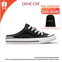 Thumbnail Giày Sục Đạp Gót Mules Vải Sneaker Unisex Tăng Chiều Cao 4cm DINCOX E10 Black 1