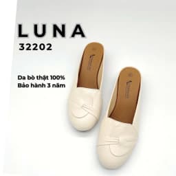 Thumbnail Giày sục nữ 3p LUNASHOES 32202 mũi tròn da bò mềm họa tiết đẹp êm chân chống nước 1