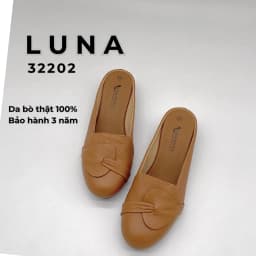 Thumbnail Giày sục nữ 3p LUNASHOES 32202 mũi tròn da bò mềm họa tiết đẹp êm chân chống nước 2