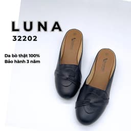 Thumbnail Giày sục nữ 3p LUNASHOES 32202 mũi tròn da bò mềm họa tiết đẹp êm chân chống nước 3