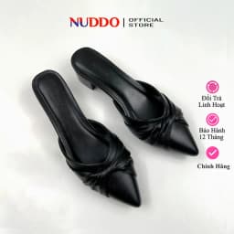 Thumbnail Giày Sục Nữ Cao Gót Mũi Nhọn Phối Nơ Đế Vuông 3cm, Dép Guốc Nữ Bít Mũi Công Sở NUDDO _ NUSU3 1