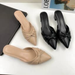 Thumbnail Giày Sục Nữ Cao Gót Mũi Nhọn Phối Nơ Đế Vuông 3cm, Dép Guốc Nữ Bít Mũi Công Sở NUDDO _ NUSU3 2