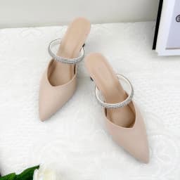 Thumbnail Giày Sục Nữ Mũi Nhọn 7 Phân, Guốc Sandal Bít M ũiCao Gót Phối Dây Đá Sang Trọng NUDDO NS09 3
