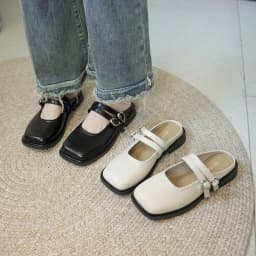 Thumbnail Giày sục nữ mũi vuông FAROSA -H81 giày nữ thời trang phối hai quai ngang lên chân cực phong cách 4