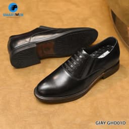 Thumbnail Giày Tăng chiều cao da bò nam SmartMen GHD-01 Đen (Không cần buộc dây) 2