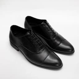 Thumbnail Giày tây nam công sở buộc dây dáng oxford captoe da bò trơn màu đen FTT Leather mã F635 3