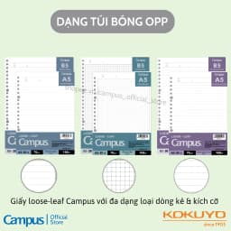 Thumbnail Giấy Đục Lỗ Loose-Leaf Binder Refill (Dạng Vở Xé & Dạng Túi) Ruột Sổ Còng A5/B5 50/100 Tờ Chính Hãng Campus 3