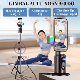 Thumbnail Gimbal Điện Thoại Q02 Tự Xoay 360 Độ Theo Người, Chân Quay Chống Rung Để Quay Video Vlog Livestream Chụp Ảnh - HOLOCOM 1