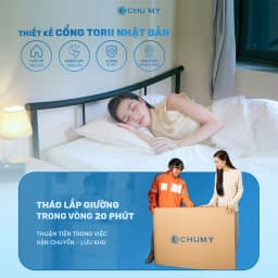 Thumbnail Giường ngủ lắp ráp TOKYO CHU MY, khung thép sơn tĩnh điện, màu đen nhám/trắng bóng, nhiều kích thước 1