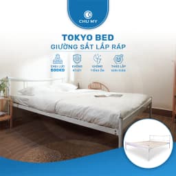 Thumbnail Giường ngủ lắp ráp TOKYO CHU MY, khung thép sơn tĩnh điện, màu đen nhám/trắng bóng, nhiều kích thước 2