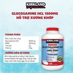 Thumbnail Glucosamine HCL và MSM Kirkland Signature hỗ trợ xương khớp 375v và glucosamine 1500mg blackmores 2
