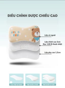 Thumbnail Gối cao su non 1989KIDS SHOP cho bé từ 1 đến 12 tuổi 2 lõi tùy chỉnh độ cao mềm mại chống lệch xương cổ, mỏi vai gáy 3