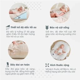 Thumbnail Gối Chống Trào Ngược Kidworlds Bunny Đệm Chống Trào Ngược Xô Muslin Trần Bông Organic Cho Bé Sơ Sinh 4