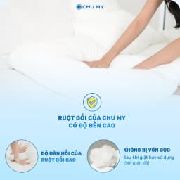 Thumbnail Gối khách sạn CHU MY, êm ái bồng bềnh, vỏ cotton tự nhiên cao cấp 4