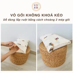 Thumbnail Gối nằm cho bé mẫu giáo tiểu học muslin Petit Bebe 30x50cm mềm mát thoáng khí 4
